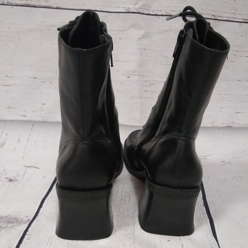 90s square toe and block heel lace up boots - Picture 6 of 6